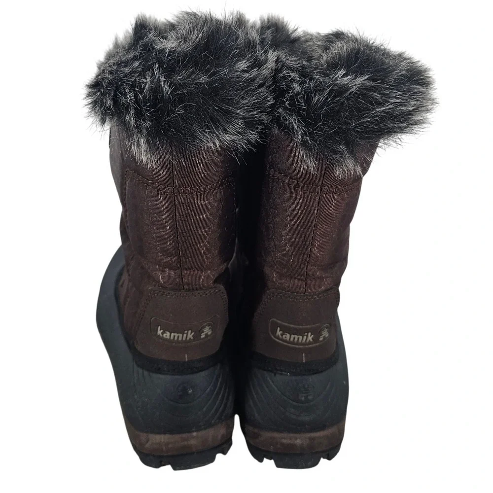 Kamik Momentum Womens Snow Boots Dark Brown Waterproof Insulated Faux Fur Size 6